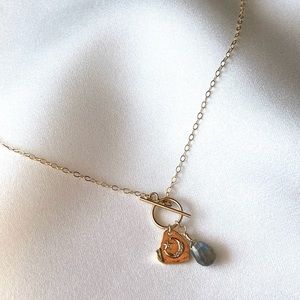 Labradorite Celestial 14K Gold-Fill Dainty Necklace With Toggle Bar NWT